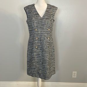 [Karl Lagerfeld] Blue/White Tweed Knit Dress - Size 6